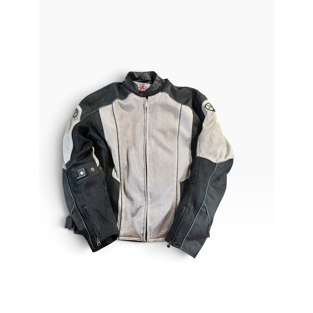 Joe Rocket Mesh Motorcycle Jacket Mens XL Black Gray Padded Armored Riding